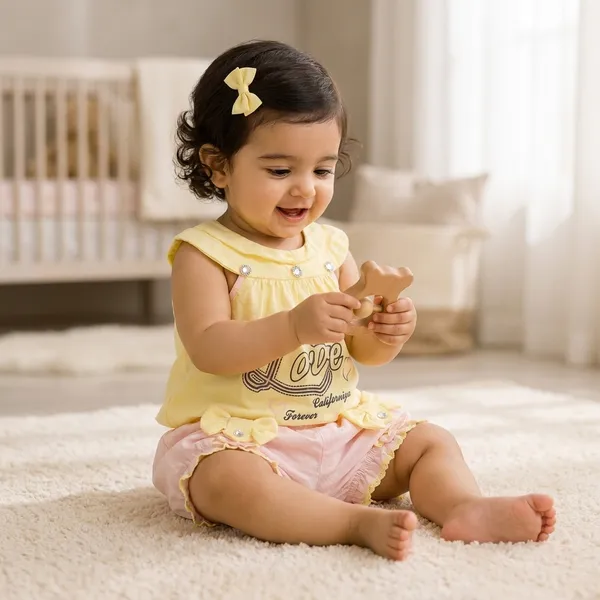 Yellow_And_Pink_Cotton_Ethnic_Wear_For_Infants