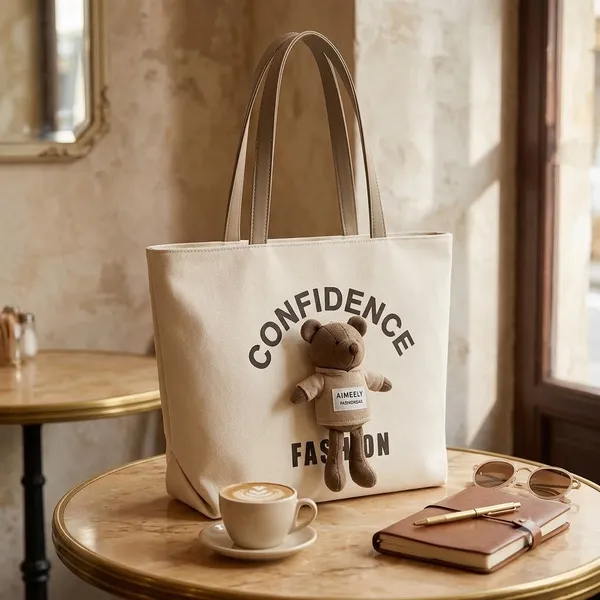 Cream_Teflon_Fabric_Tote_Bag_For_Women