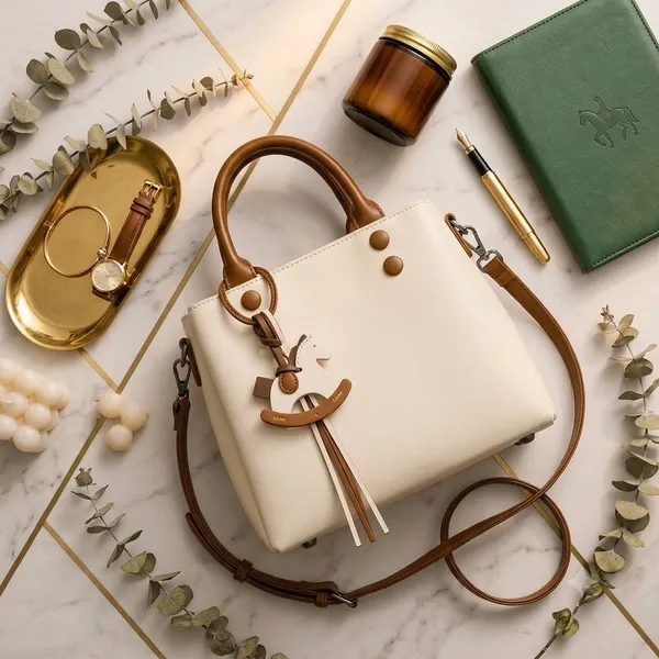 Cream_Pu_Non_Leather_Tote_Bag_For_Women