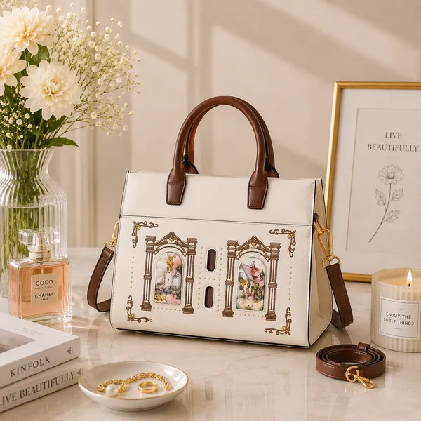 White_Pu_Non_Leather_Tote_Handbag_For_Women