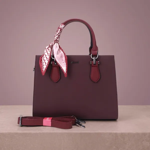 Burgundy_Pu_Non_Leather_Tote_Handbag_For_Women
