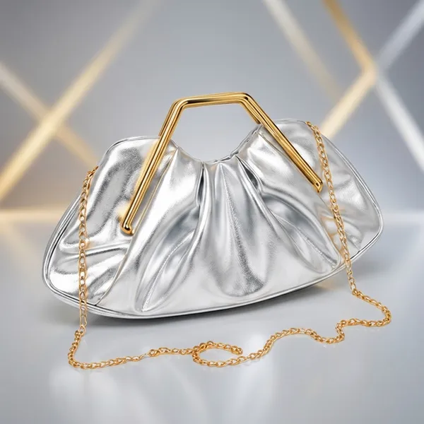 Silver_Pu_Non_Leather_Clutch_Handbag_For_Women
