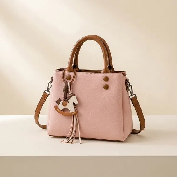 Pink_Pu_Non_Leather_Tote_Handbag_For_Women