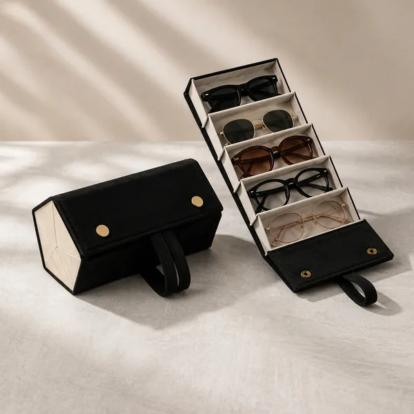 Black_Fabric_Velvet_Mix_Eyewear_Organizer_Case_For_Women