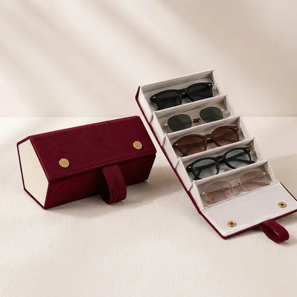 Wine_Red_Fabric_Velvet_Mix_Eyewear_Organizer_Case_For_Women