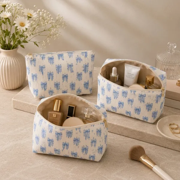 Cream_Fabric_Velvet_Mix_Cosmetic_Pouch_For_Women
