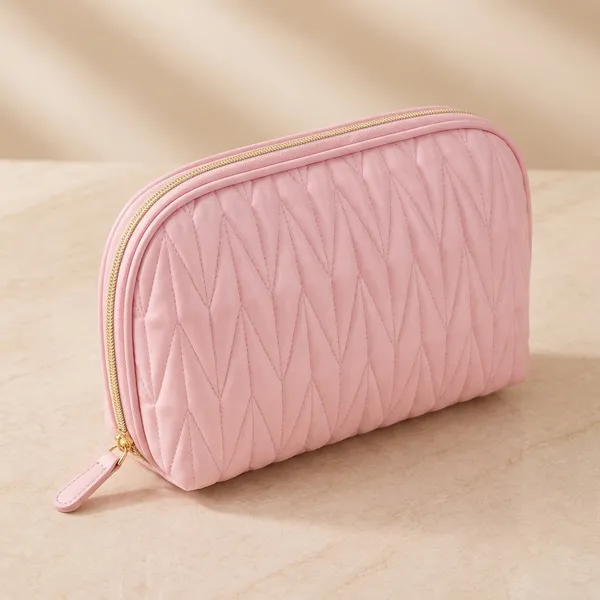 Pink_Pu_Non_Leather_Makeup_Organizer_Bag_For_Women