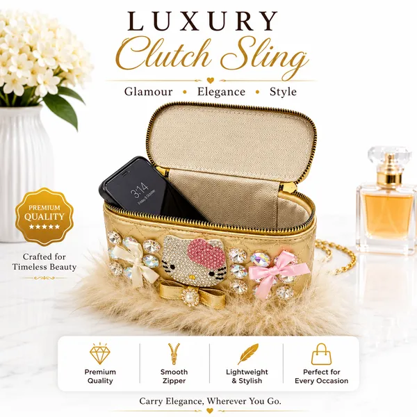 Gold_Pu_Non_Leather_Clutch_Sling_Bag_For_Women
