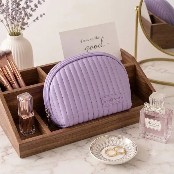 Lavender_Pu_Non_Leather_Cosmetic_Pouch_For_Women