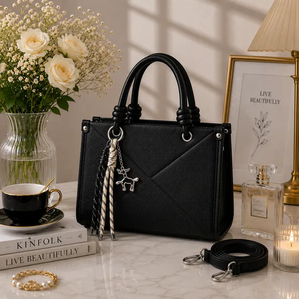 Black_Pu_Non_Leather_Tote_Handbag_For_Women