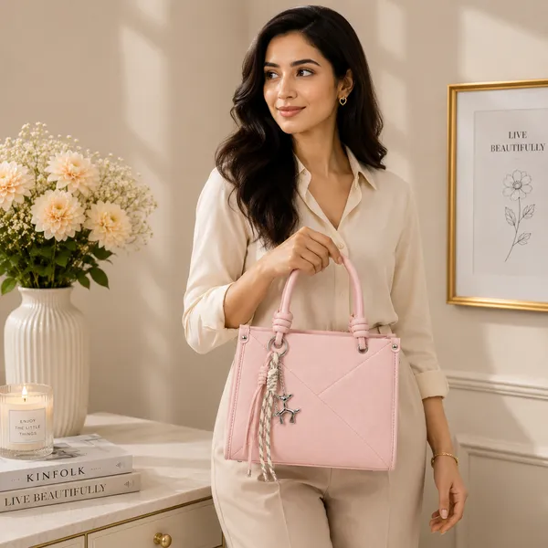 Pink_Pu_Non_Leather_Handbag_For_Women