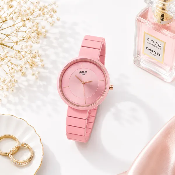 Pink_Matt_Finish_Metal_Watch_For_Women