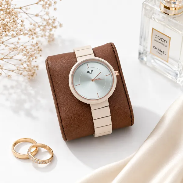 Beige_Mat_Finish_Metal_Watch_For_Women