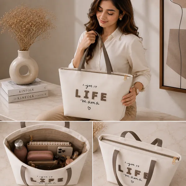 White_Teflon_Fabric_Tote_Bag_For_Women