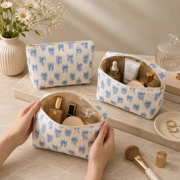 Cream_Fabric_Velvet_Mix_Cosmetic_Pouch_For_Women