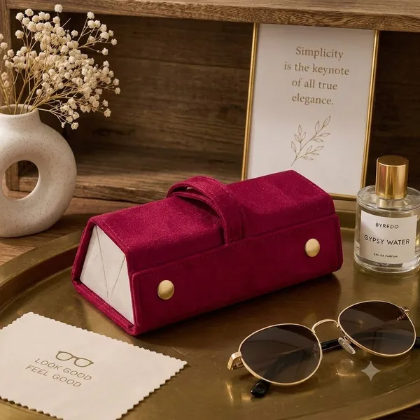 Burgundy_Fabric_Velvet_Mix_Eyewear_Case_For_Women