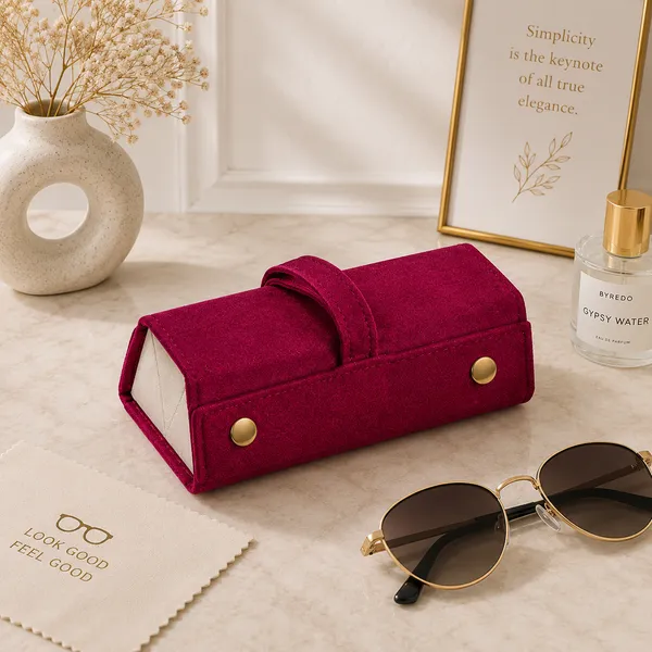Burgundy_Fabric_Velvet_Mix_Eyewear_Case_For_Women