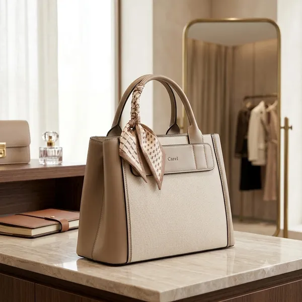 Beige_Pu_Non_Leather_Tote_Handbag_For_Women