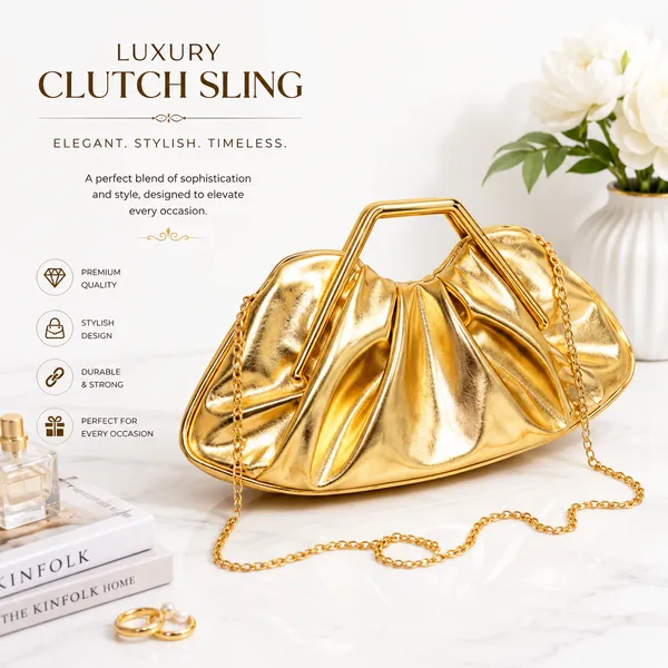Gold_Pu_Non_Leather_Clutch_Sling_Bag_For_Women
