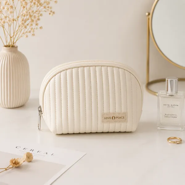 White_Pu_Non_Leather_Cosmetic_Pouch_For_Women