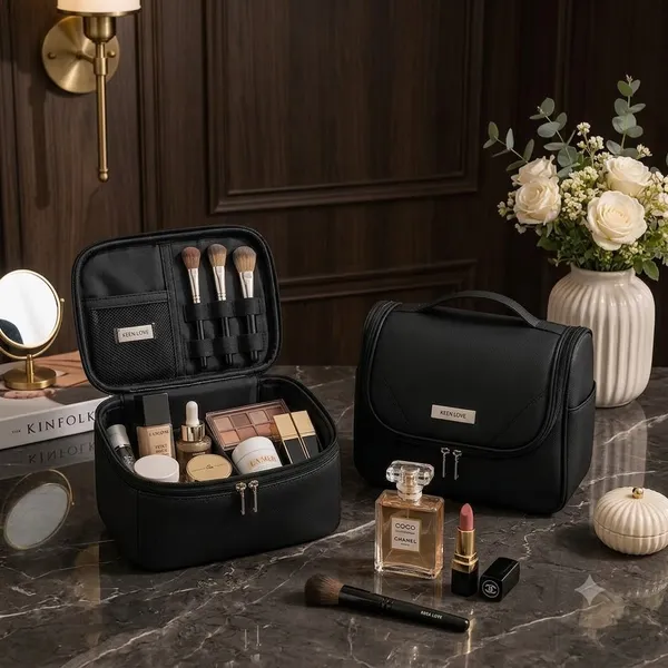 Black_Teflon_Fabric_Makeup_Organizer_Bag_For_Women