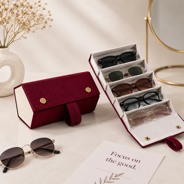 Wine_Red_Fabric_Velvet_Mix_Eyewear_Organizer_Case_For_Women