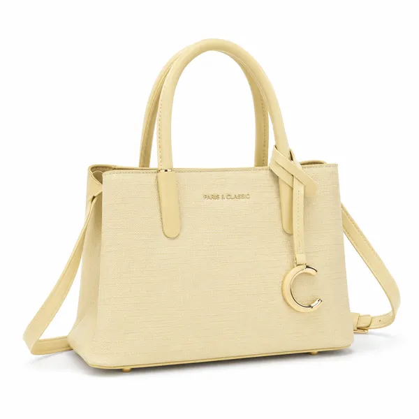 Cream_Pu_Non_Leather_Tote_Handbag_For_Women