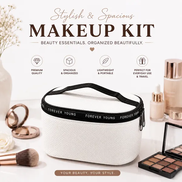 White_Pu_Non_Leather_Makeup_Organizer_Bag_For_Women