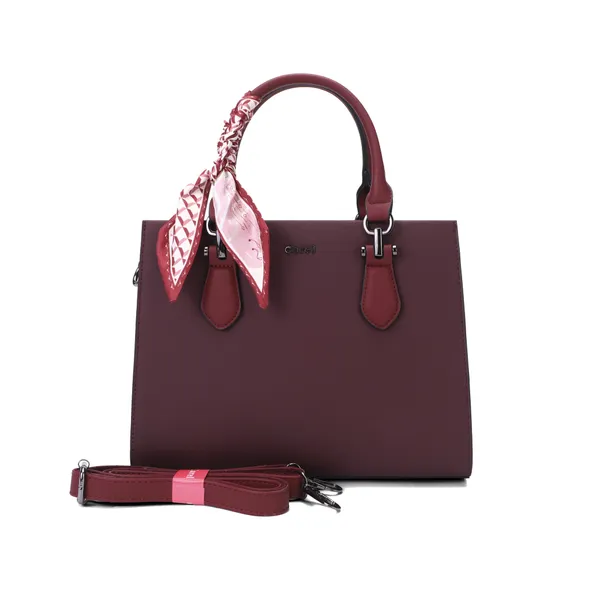 Burgundy_Pu_Non_Leather_Tote_Handbag_For_Women