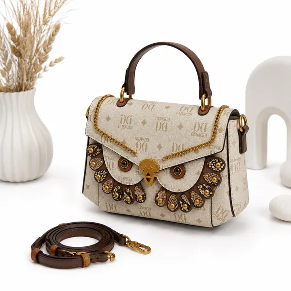Cream_Pu_Non_Leather_Handbag_For_Women