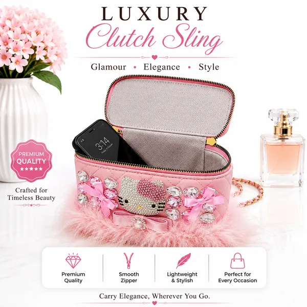 Pink_Pu_Non_Leather_Clutch_Sling_Bag_For_Women
