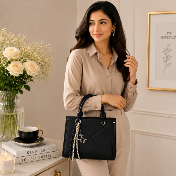 Black_Pu_Non_Leather_Tote_Handbag_For_Women