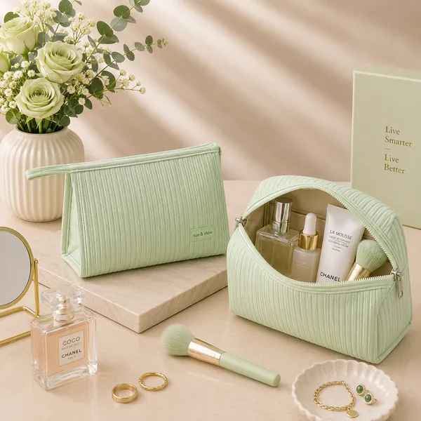 Mint_Green_Pu_Non_Leather_Cosmetic_Pouch_For_Women