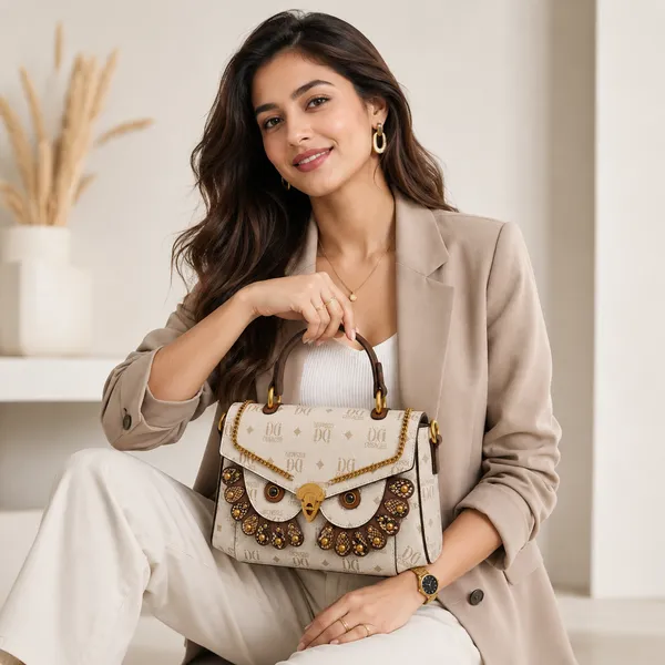 Cream_Pu_Non_Leather_Handbag_For_Women