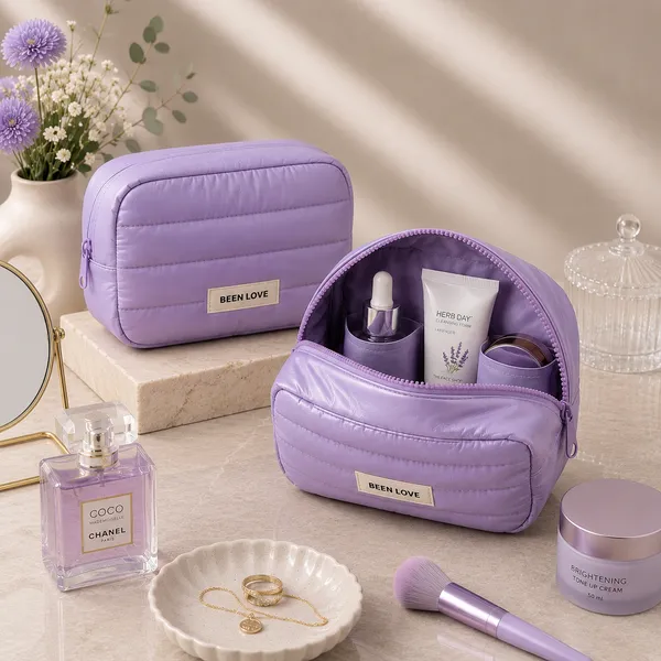 Lavender_Pu_Non_Leather_Makeup_Pouch_For_Women