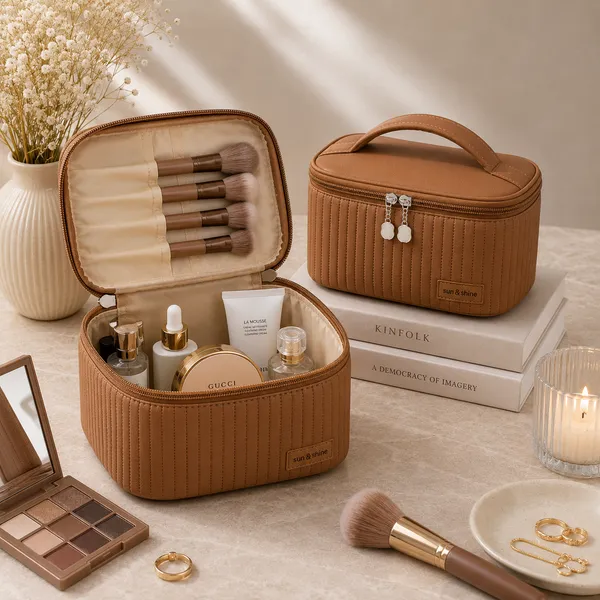 Brown_Pu_Non_Leather_Cosmetic_Organizer_Bag_For_Women