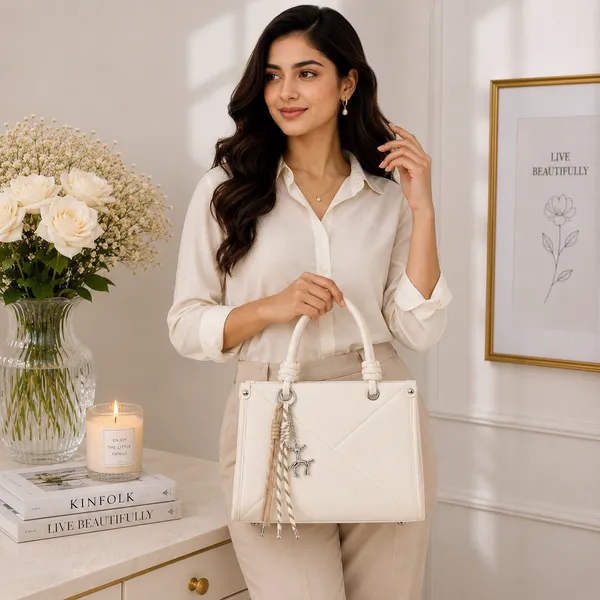 White_Pu_Non_Leather_Handbag_For_Women