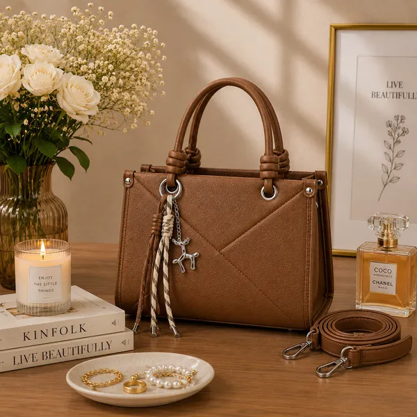 Brown_Pu_Non_Leather_Tote_Handbag_For_Women