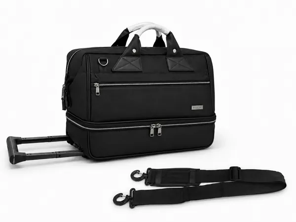 Black_Nylon_Double_Decor_Duffle_Trolley_Bag