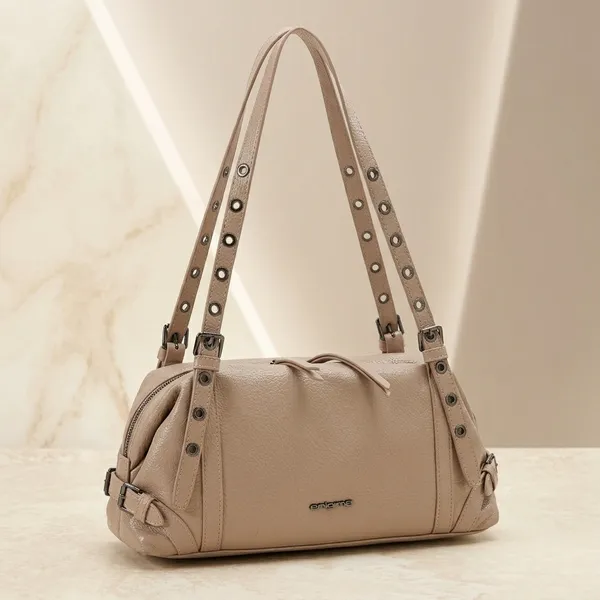 Beige_Pu_Leather_Handbag_For_Women