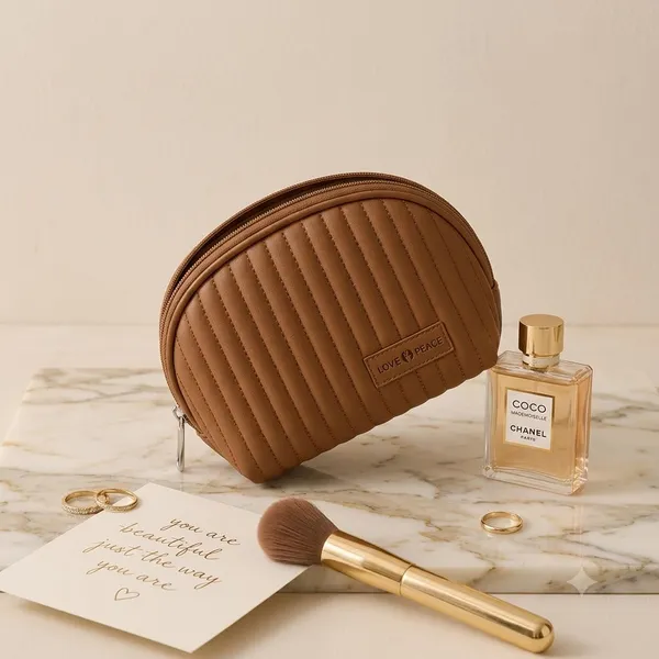 Brown_Pu_Non_Leather_Makeup_Pouch_For_Women