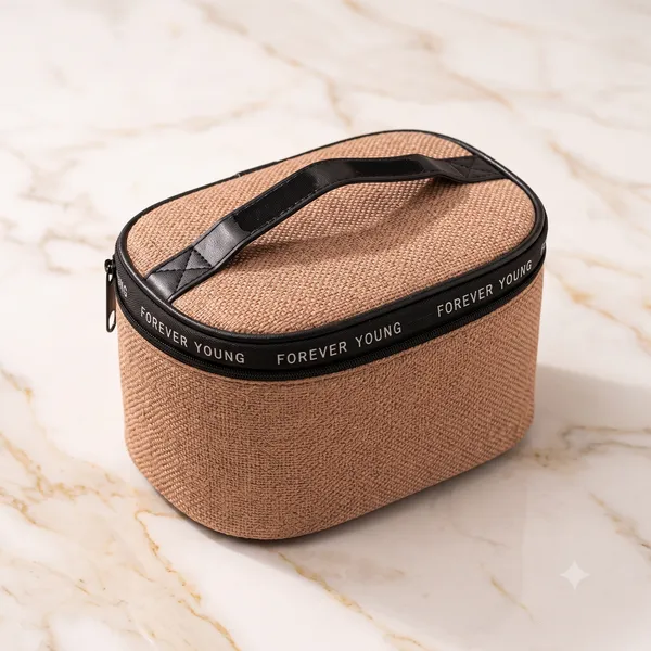 Beige_Pu_Non_Leather_Makeup_Organizer_Bag_For_Women