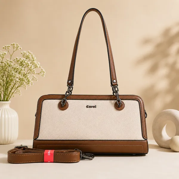 Beige_Pu_Non_Leather_Shoulder_Bag_For_Women