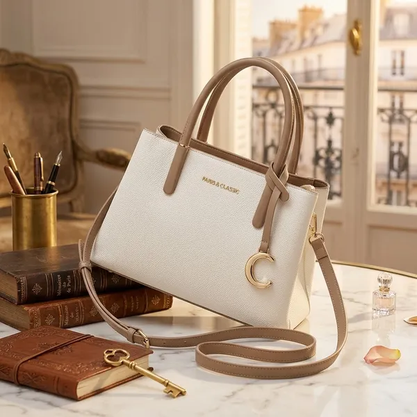 White_Pu_Non_Leather_Tote_Handbag_For_Women