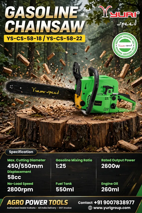YURI_SPEED_GREEN_58CC_GASOLINE_CHAINSAW_WITH_22_INCH_BAR