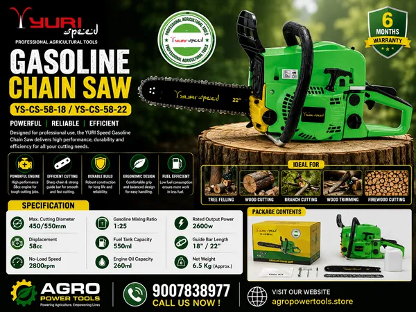 YURI_SPEED_GREEN_58CC_GASOLINE_CHAINSAW_WITH_22_INCH_BAR