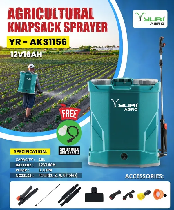 YURI_AGRO_YR-AKS1156_16L_BATTERY_POWERED_AGRICULTURAL_KNAPSACK_SPRAYER