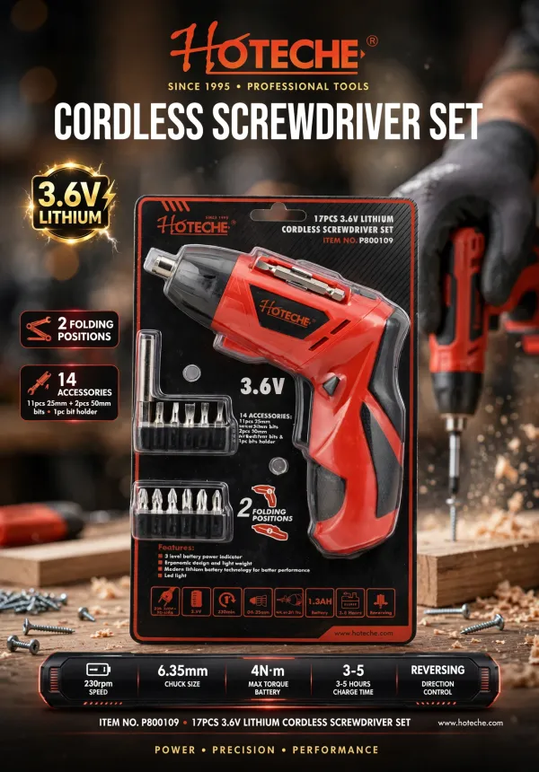 HOTECHE_17PCS_3.6V_LITHIUM_CORDLESS_SCREWDRIVER_SET