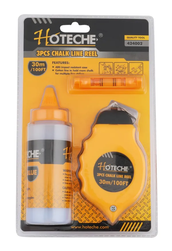 HOTECHE_3PCS_CHALK_LINE_REEL_SET_WITH_BLUE_CHALK_POWDER_30M/100FT