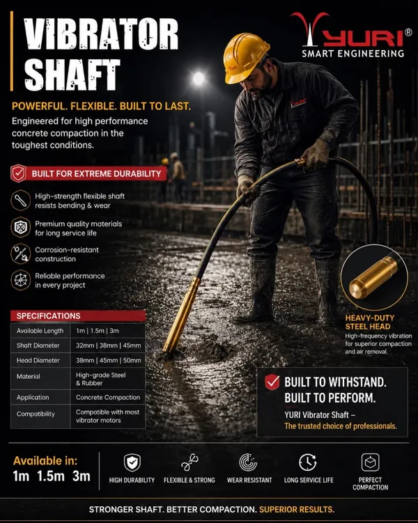 YELLOW_FLEXIBLE_CONCRETE_VIBRATOR_SHAFT_FOR_CONSTRUCTION_1.5METRE